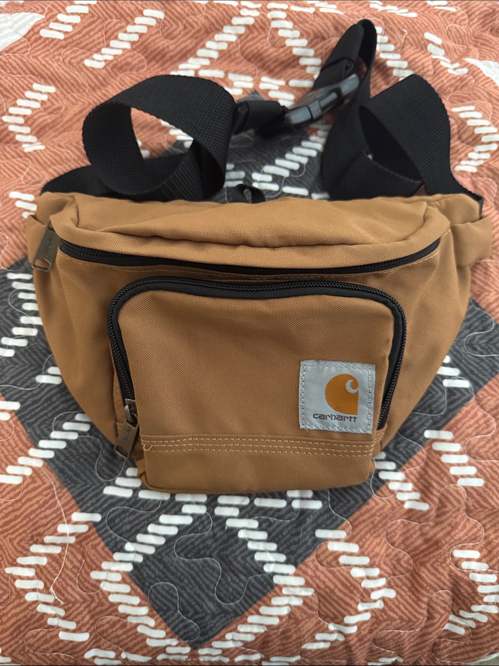 Carhartt Tan Canvas Belt Bag with Black Strap